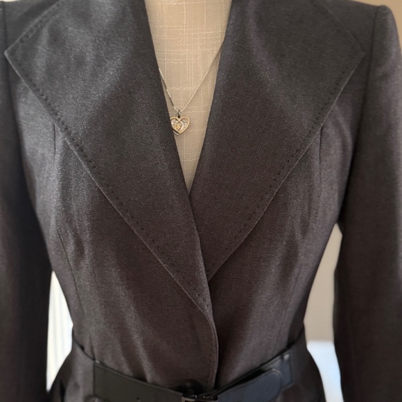 Calvin Klein Blazer In Gray, Belted Single-Breasted Size 2 - Picture 7 of 7